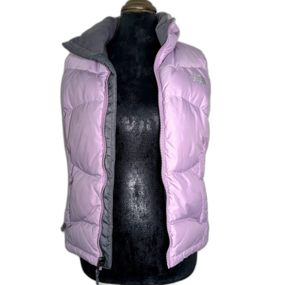 The North Face Women’s Lavender Puffer Vest Goose Down Size Small S/P Minor Flaw - Picture 2 of 10